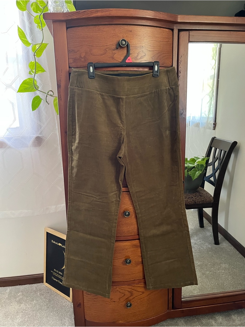 Olive Green Corduroy  Flare Pants